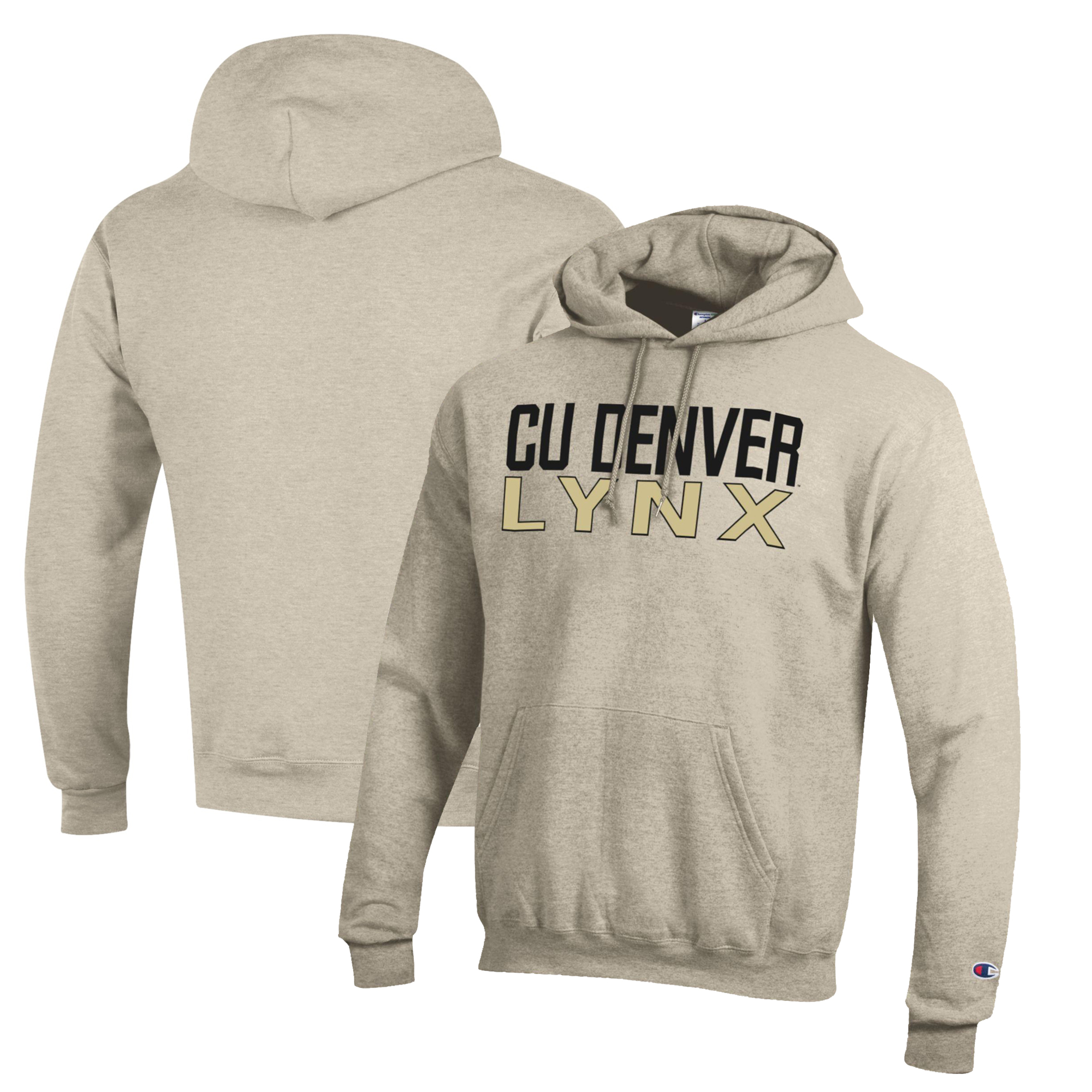 Men's Champion Oatmeal CU Denver Lynx Eco Powerblend Pullover Hoodie - Image 5