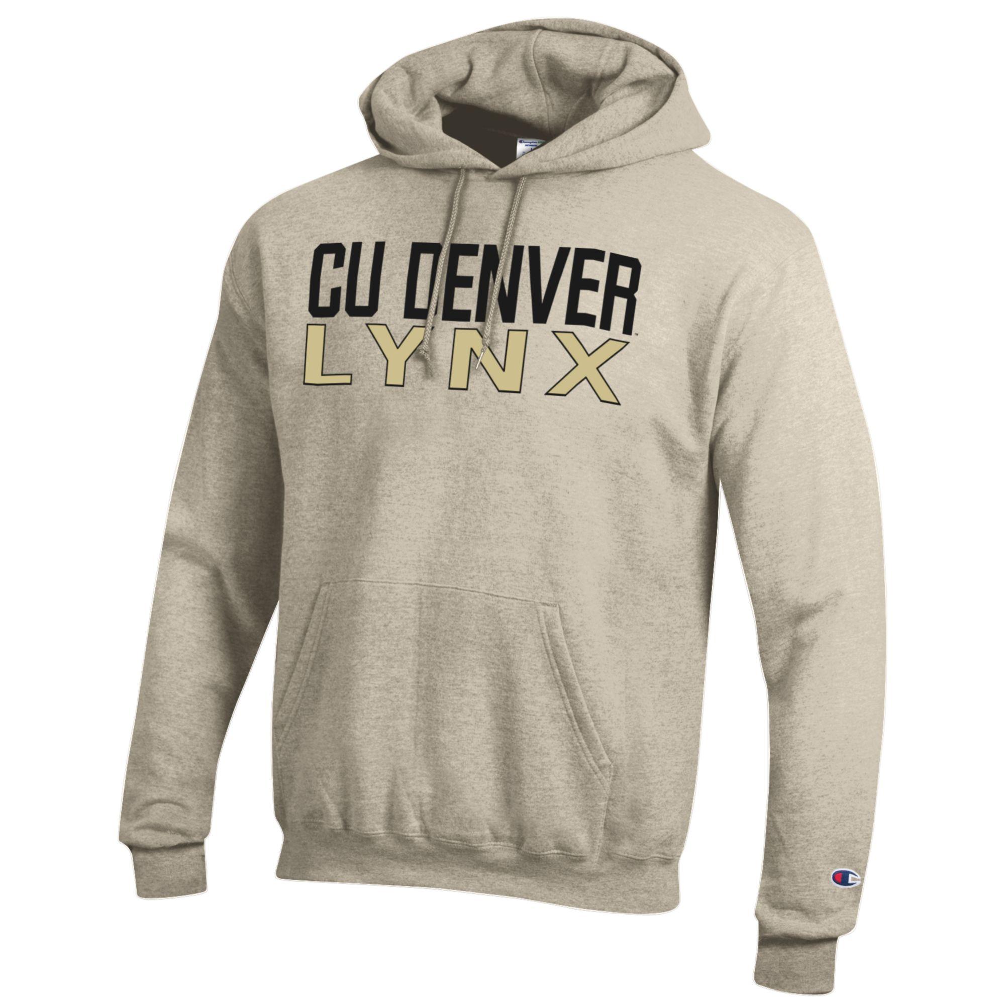 Men's Champion Oatmeal CU Denver Lynx Eco Powerblend Pullover Hoodie - Image 3