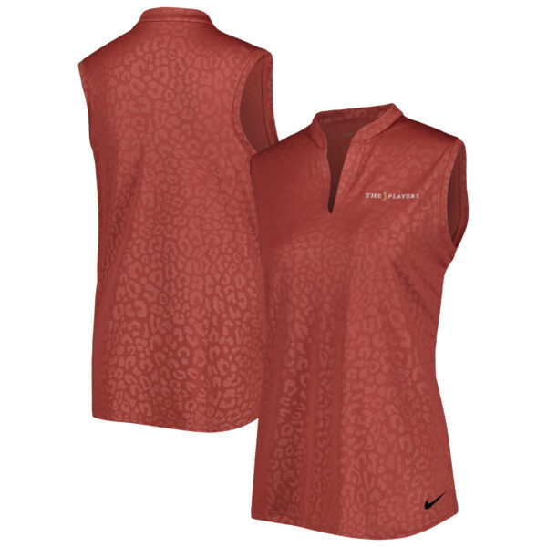 Women's Nike Maroon THE PLAYERS Victory Embossed Performance Notch Neck Sleeveless Polo