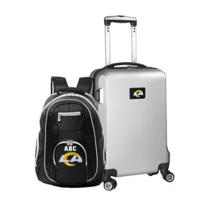 MOJO Silver Los Angeles Rams Personalized Deluxe 2-Piece Backpack & Carry-On Set