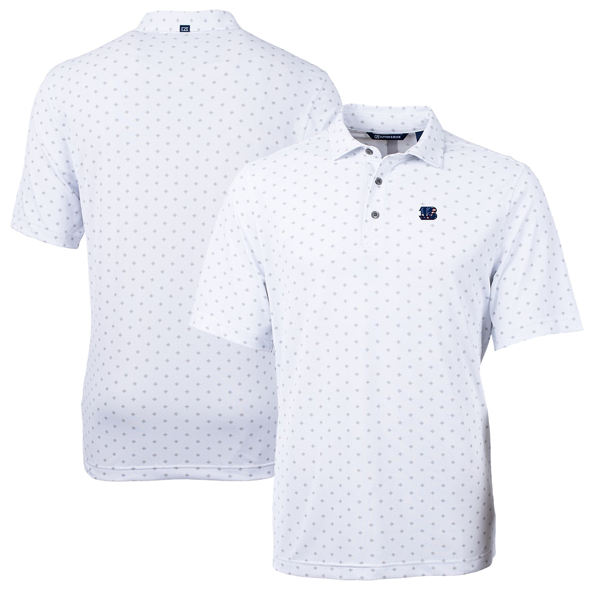 Men's Cutter & Buck White Cincinnati Bengals Big & Tall Virtue Eco Pique Tile Print Recycled Polo - Image 2