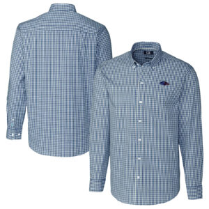 Men's Cutter & Buck Navy Baltimore Ravens Easy Care Stretch Gingham Big & Tall Long Sleeve Button-Down Shirt