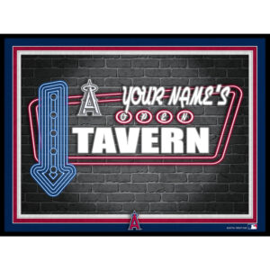 Black Los Angeles Angels 12'' x 16'' Personalized Framed Neon Tavern Print