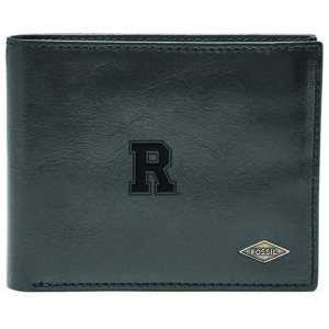 Men's Fossil Black Rochester Yellow Jackets Leather Ryan RFID Flip ID Bifold Wallet
