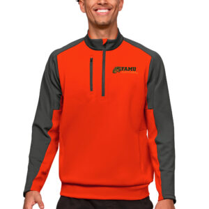 Men's Antigua Orange/Black Florida A&M Rattlers Team Quarter-Zip Pullover Top
