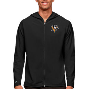 Men's Antigua Black Pittsburgh Penguins Logo Legacy Full-Zip Hoodie