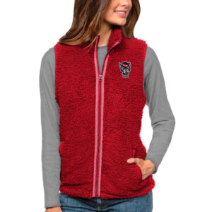 Women's Antigua Red NC State Wolfpack Grace Full-Zip Vest