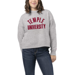 Women's League Collegiate Wear Heather Gray Temple Owls 1636 Boxy Sweatshirt