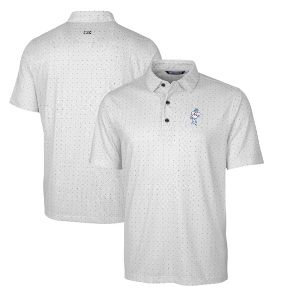 Men's Cutter & Buck Charcoal Houston Oilers Throwback Logo Big & Tall Pike Double Dot Print Stretch Polo