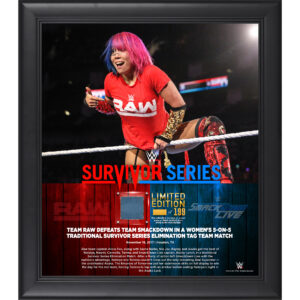 Asuka Framed 15" x 17" 2017 Survivor Series Collage with a Piece of Match-Used Canvas - Limited Edition of 199