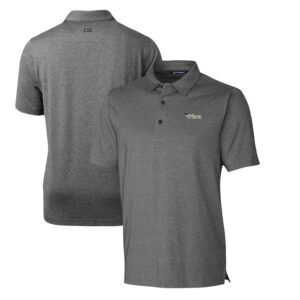 Men's Cutter & Buck Heather Charcoal New York Jets Throwback Logo Forge Heathered Stretch Polo