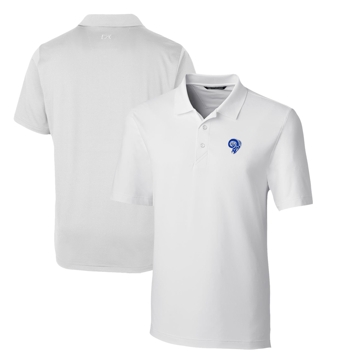 Men's Cutter & Buck White Los Angeles Rams Throwback Logo Forge Stretch Polo