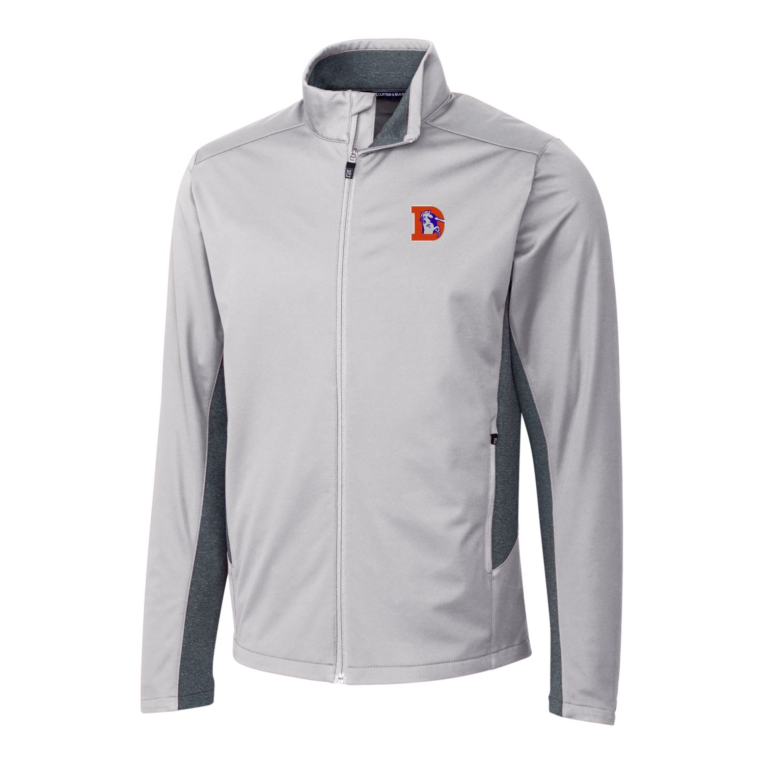 Men's Cutter & Buck Gray Denver Broncos Throwback Logo Navigate Softshell Full-Zip Jacket - Image 3