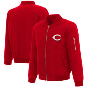 Men's JH Design Red Cincinnati Reds Full-Zip Nylon Bomber Jacket