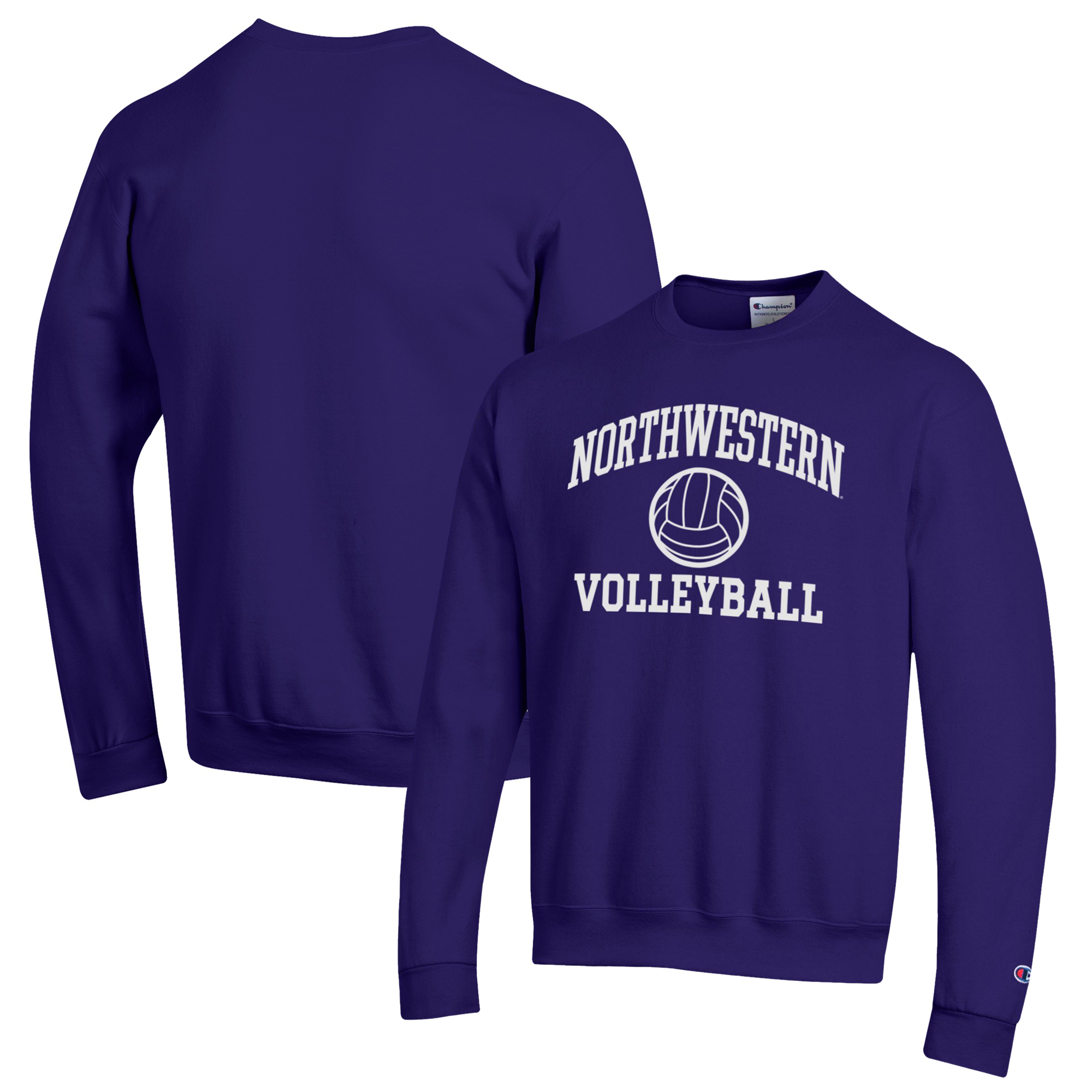 Men's Champion Purple Northwestern Wildcats Volleyball Icon Powerblend Pullover Sweatshirt - Image 2