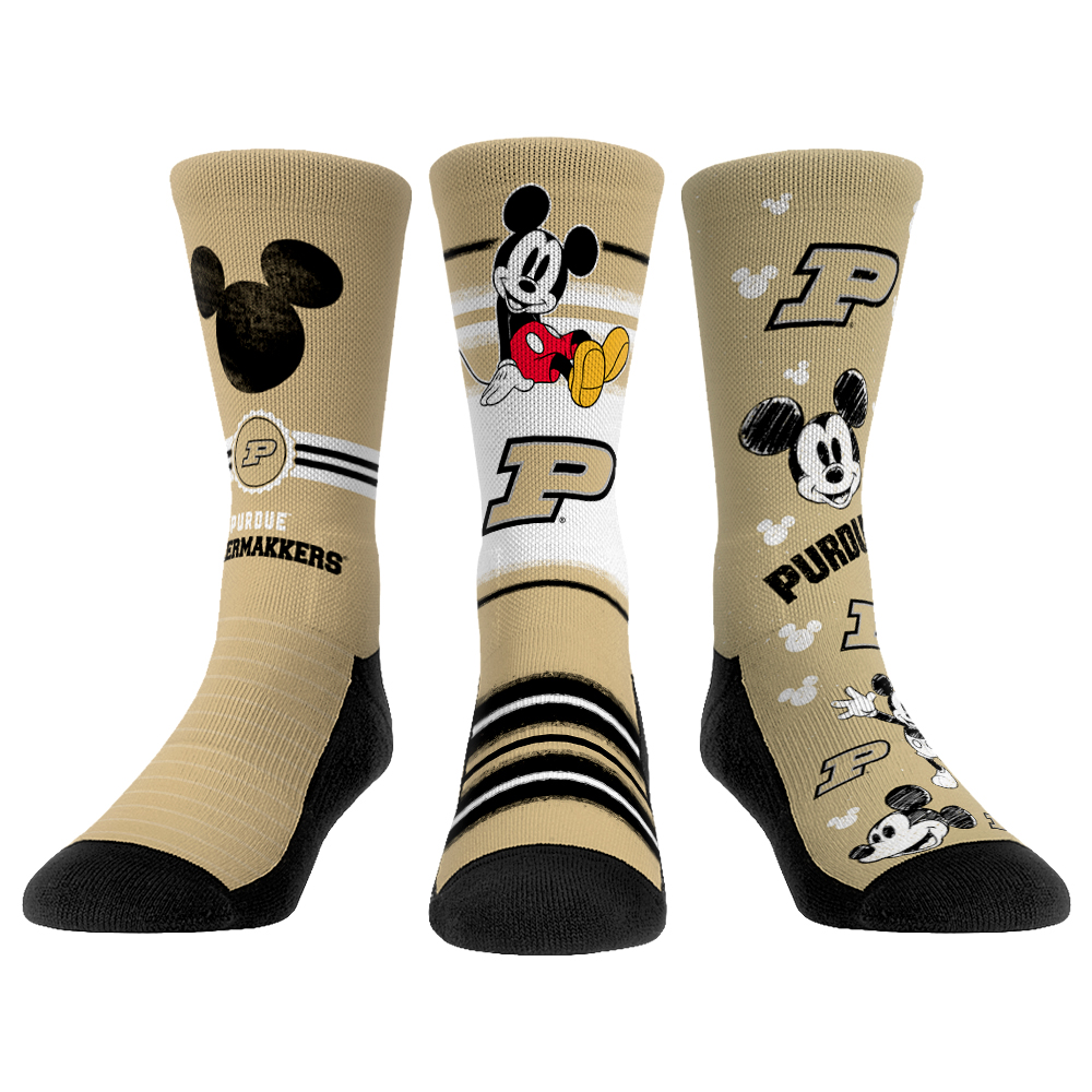 Unisex Rock Em Socks Purdue Boilermakers Disney Three-Pack Crew Socks
