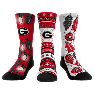 Rock Em Socks Georgia Bulldogs Unisex Holiday 3-Pack Crew Socks