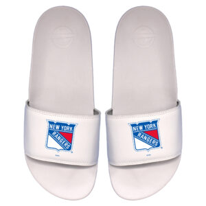 Men's ISlide White New York Rangers Primary Logo Motto Slide Sandals