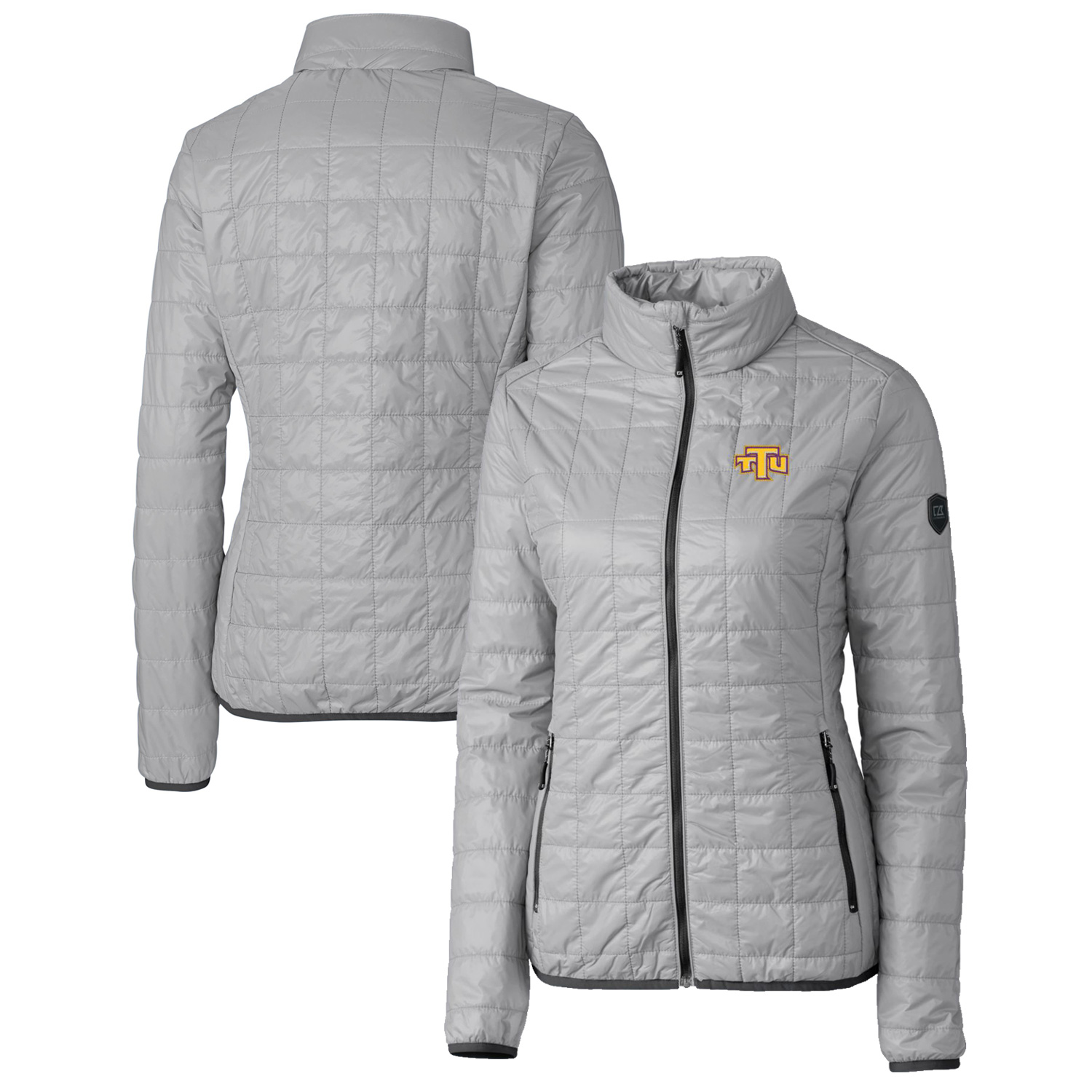 Women's Cutter & Buck Gray Tennessee Tech Golden Eagles Rainier Eco Insulated Puffer Full-Zip Jacket - Image 2