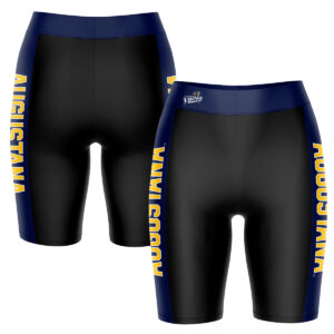 Women's Black/Navy Augustana Vikings Plus Size Striped Design Bike Shorts