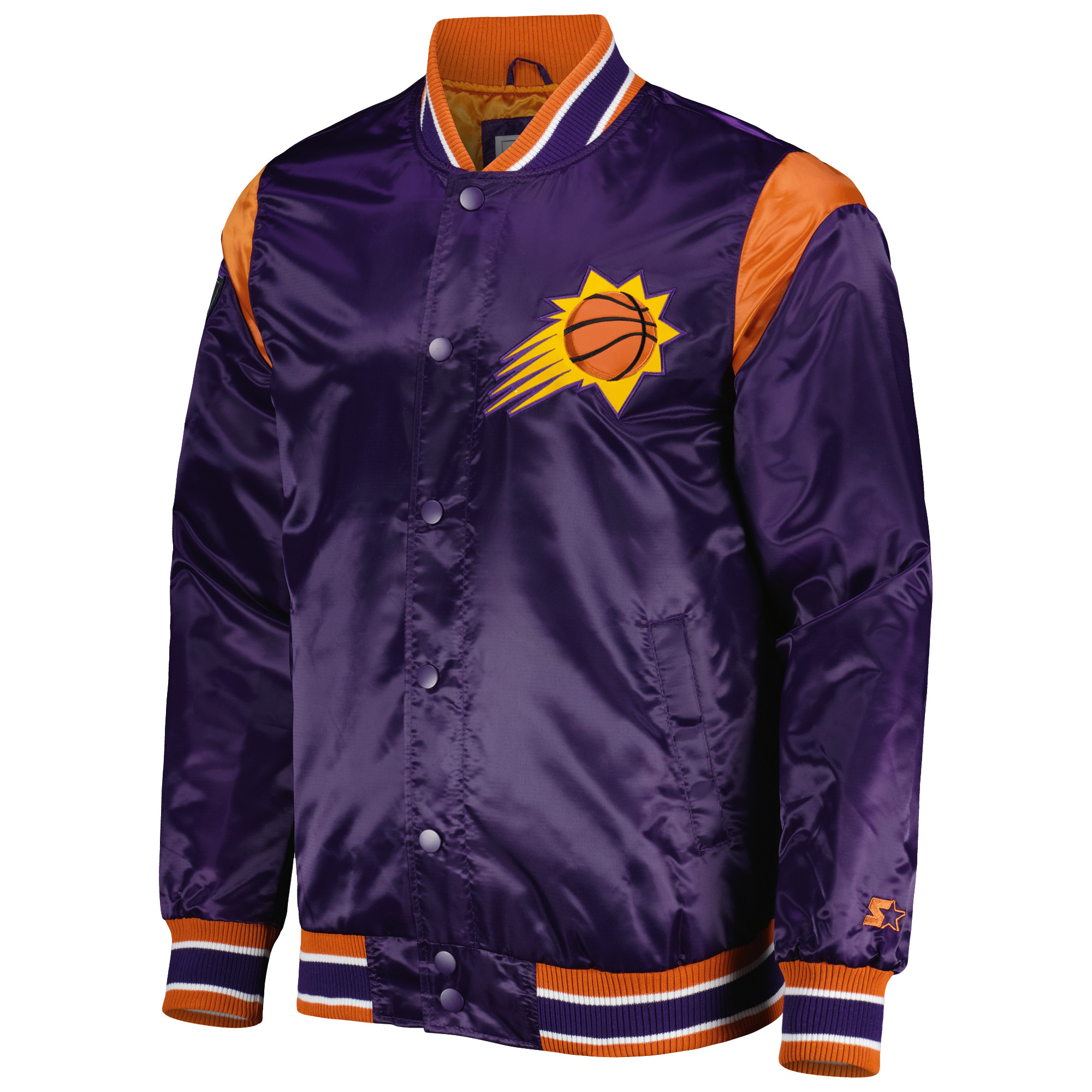 Men's Starter Purple Phoenix Suns Force Play Satin Full-Snap Varsity Jacket - Image 7
