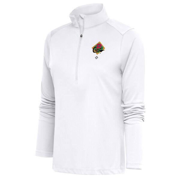 Women's Antigua White Pittsburgh Crawfords Tribute Half-Zip Pullover Top