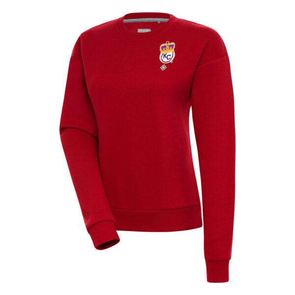 Women's Antigua Red Kansas City Monarchs Victory Crewneck Pullover Sweatshirt