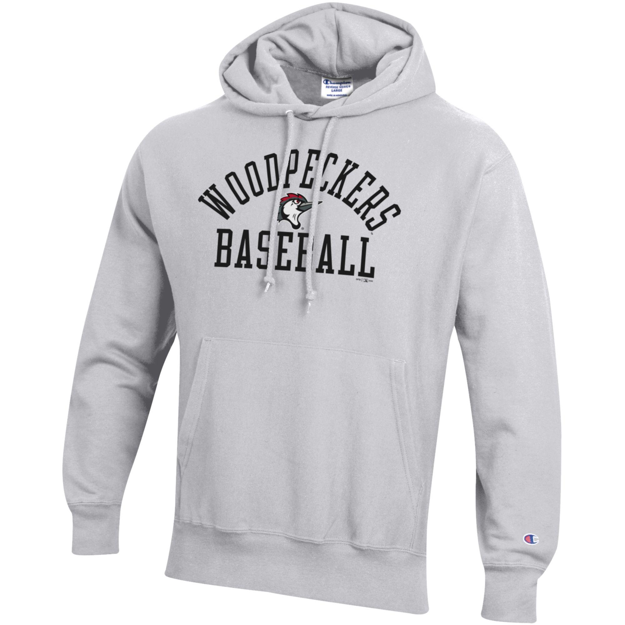 Men's Champion Gray Fayetteville Woodpeckers Baseball Reverse Weave Pullover Hoodie - Image 3