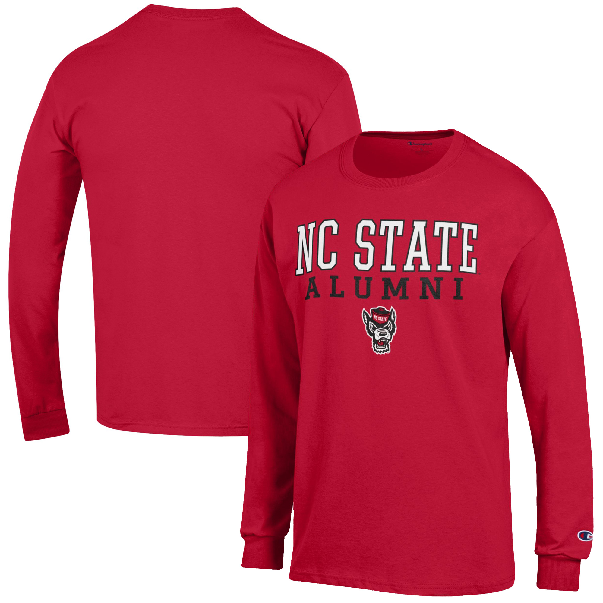 Men's Champion Red NC State Wolfpack Alumni Logo Stack Long Sleeve T-Shirt - Image 5