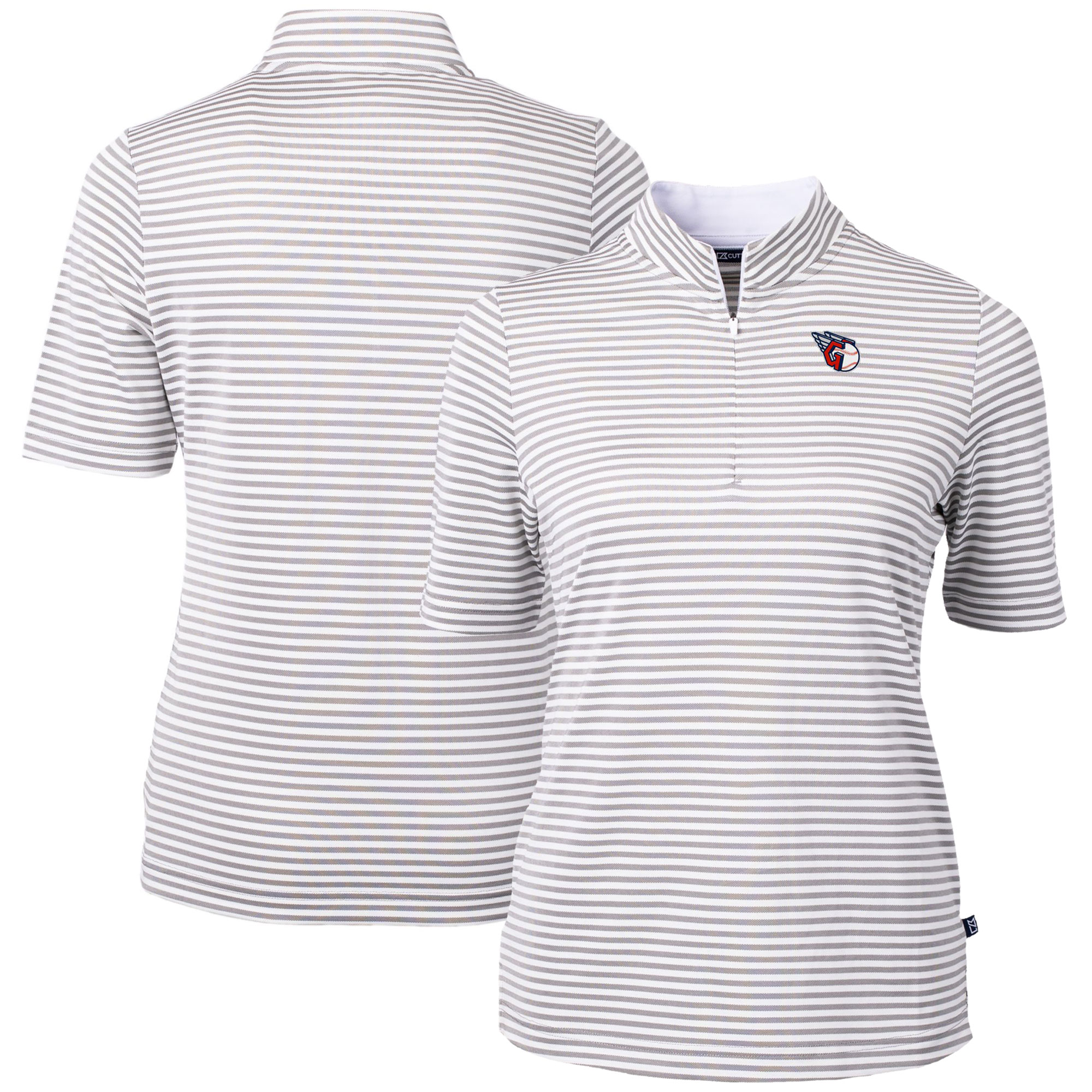 Women's Cutter & Buck Gray Cleveland Guardians Virtue Eco Pique Stripe Top - Image 6