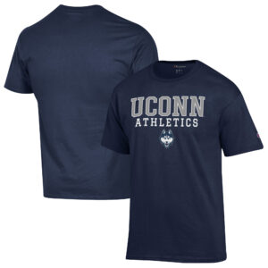 Men's Champion  Navy UConn Huskies Athletics Logo Stack T-Shirt
