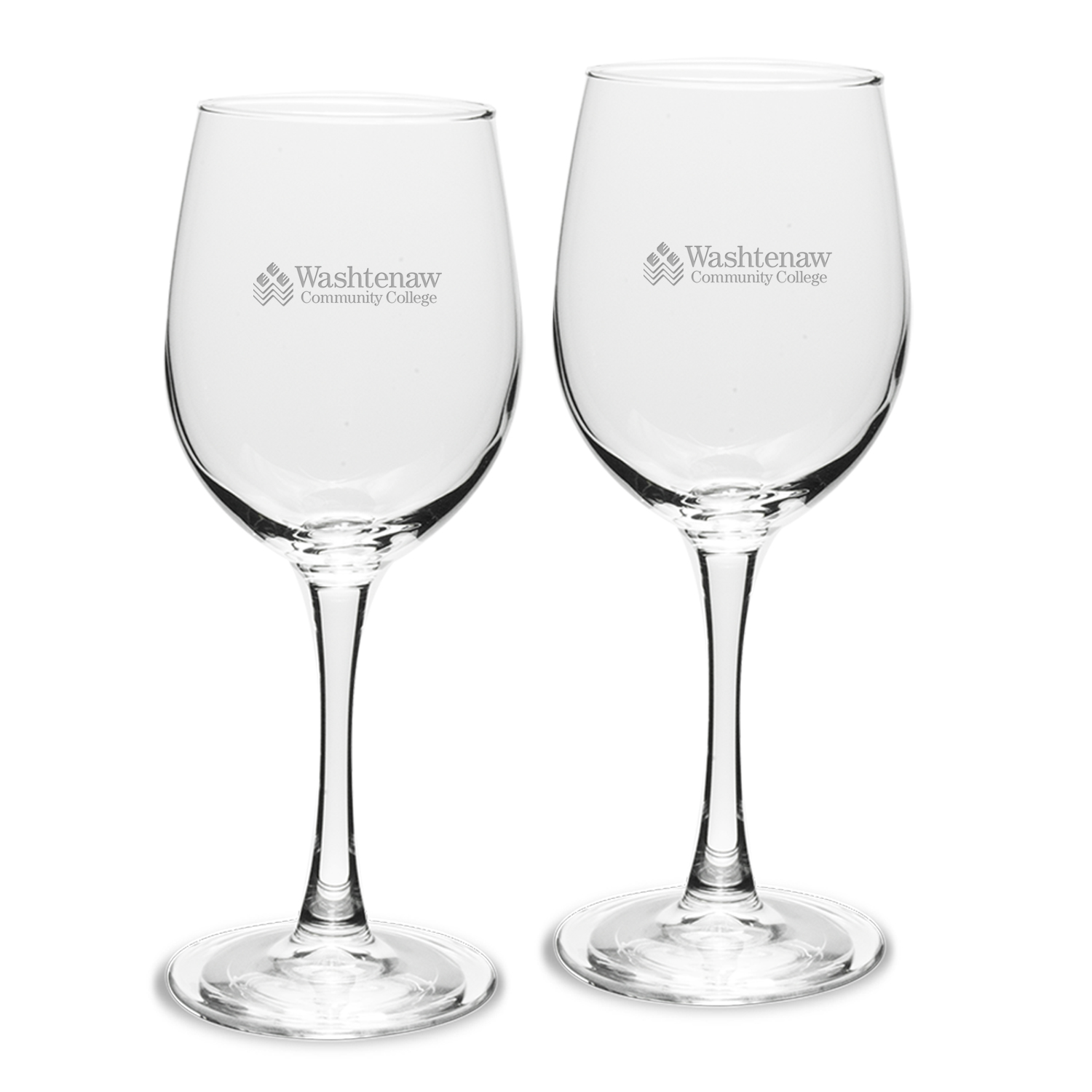 Washtenaw Community College 12oz. Two-Piece Traditional White Wine Glass Set