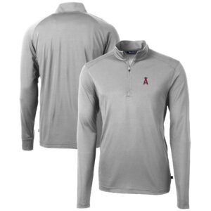 Men's Cutter & Buck  Gray Los Angeles Angels Virtue Eco Pique Recycled Quarter-Zip Pullover Top