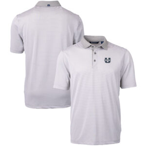 Men's Cutter & Buck  Gray/White Utah State Aggies Big & Tall Virtue Eco Pique Micro Stripe Recycled Polo