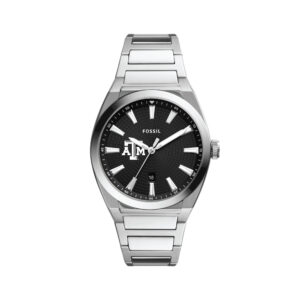 Men's Fossil  Black Texas A&M Aggies Everett Stainless Steel Watch