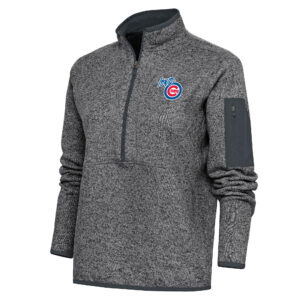 Women's Antigua  Heather Charcoal Iowa Cubs Fortune Half-Zip Pullover Jacket