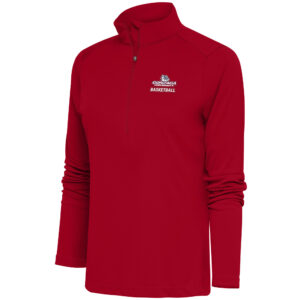 Women's Antigua  Red Gonzaga Bulldogs Basketball Tribute Half-Zip Pullover Top