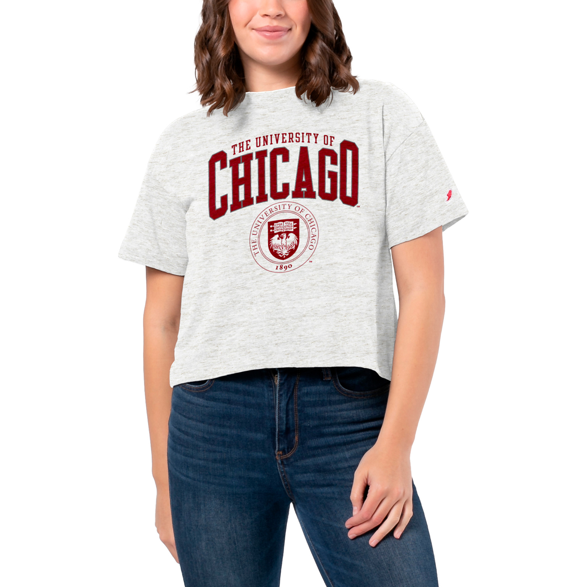 Women's League Collegiate Wear White UChicago Maroons Intramural Midi Tri-Blend T-Shirt