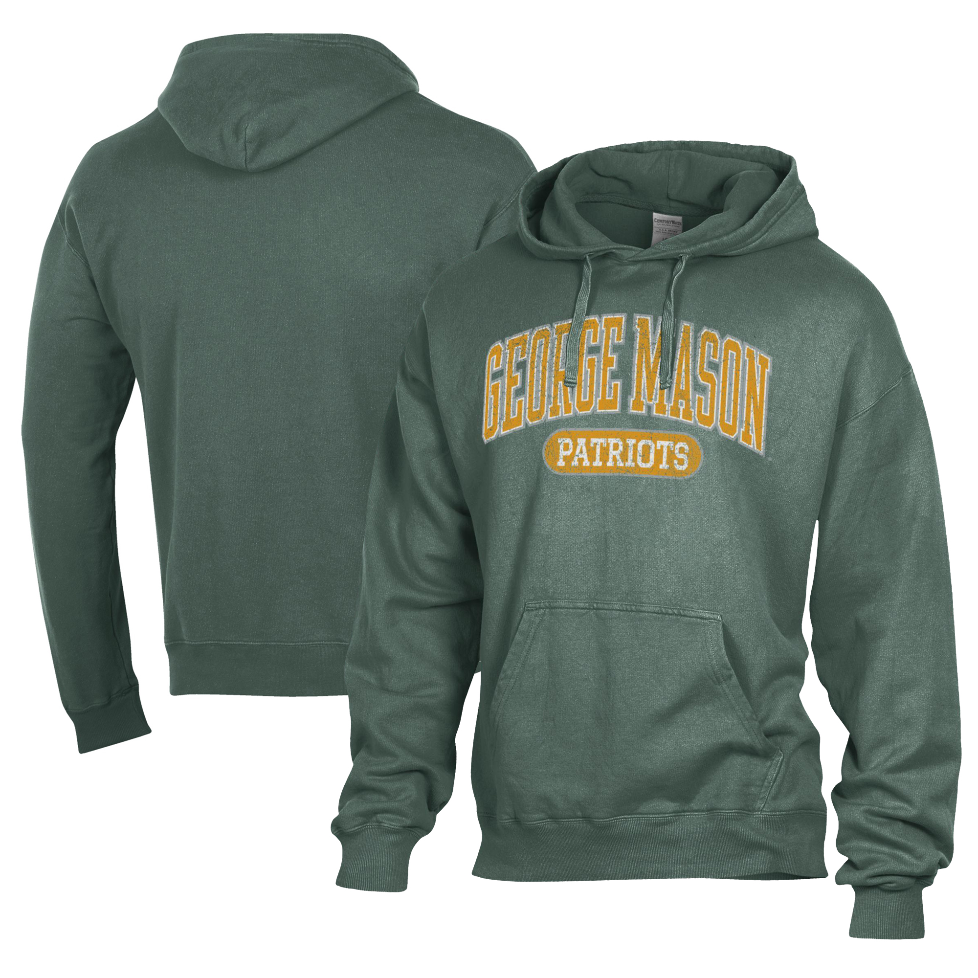 Men's Comfort Wash Green George Mason Patriots Lightweight Fleece Pullover Hoodie