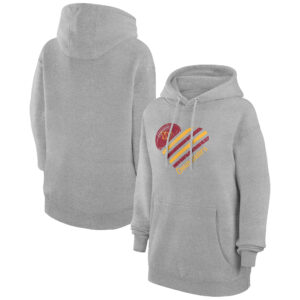 Women's G-III 4Her by Carl Banks  Heather Gray Washington Commanders Heart Graphic Fleece Pullover Hoodie
