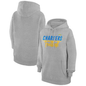 Women's G-III 4Her by Carl Banks  Heather Gray Los Angeles Chargers Graphic Fleece Pullover Hoodie