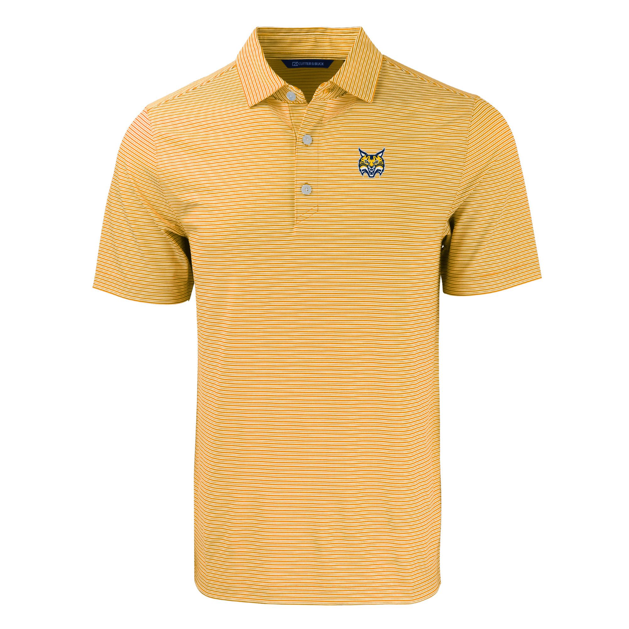 Men's Cutter & Buck Gold/White Quinnipiac Bobcats Forge Eco Double Stripe Stretch Recycled Polo - Image 3