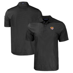 Men's Cutter & Buck Black Bethune-Cookman Wildcats Pike Eco Tonal Geo Print Stretch Recycled Polo