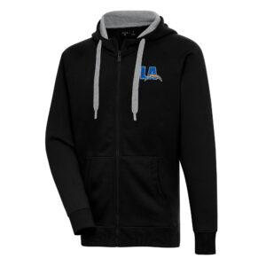 Men's Antigua  Black Los Angeles Chargers Victory Full-Zip Hoodie