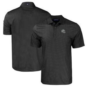 Men's Cutter & Buck  Black Las Vegas Raiders Helmet Big & Tall Pike Eco Tonal Geo Print Stretch Recycled Polo