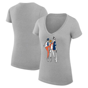 Women's G-III 4Her by Carl Banks Heather Gray Detroit Tigers Baseball V-Neck Fitted T-Shirt