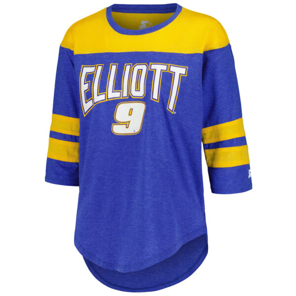 Women's Starter Royal Chase Elliott Full Back Block 3/4-Sleeve Tri-Blend Top - Image 6