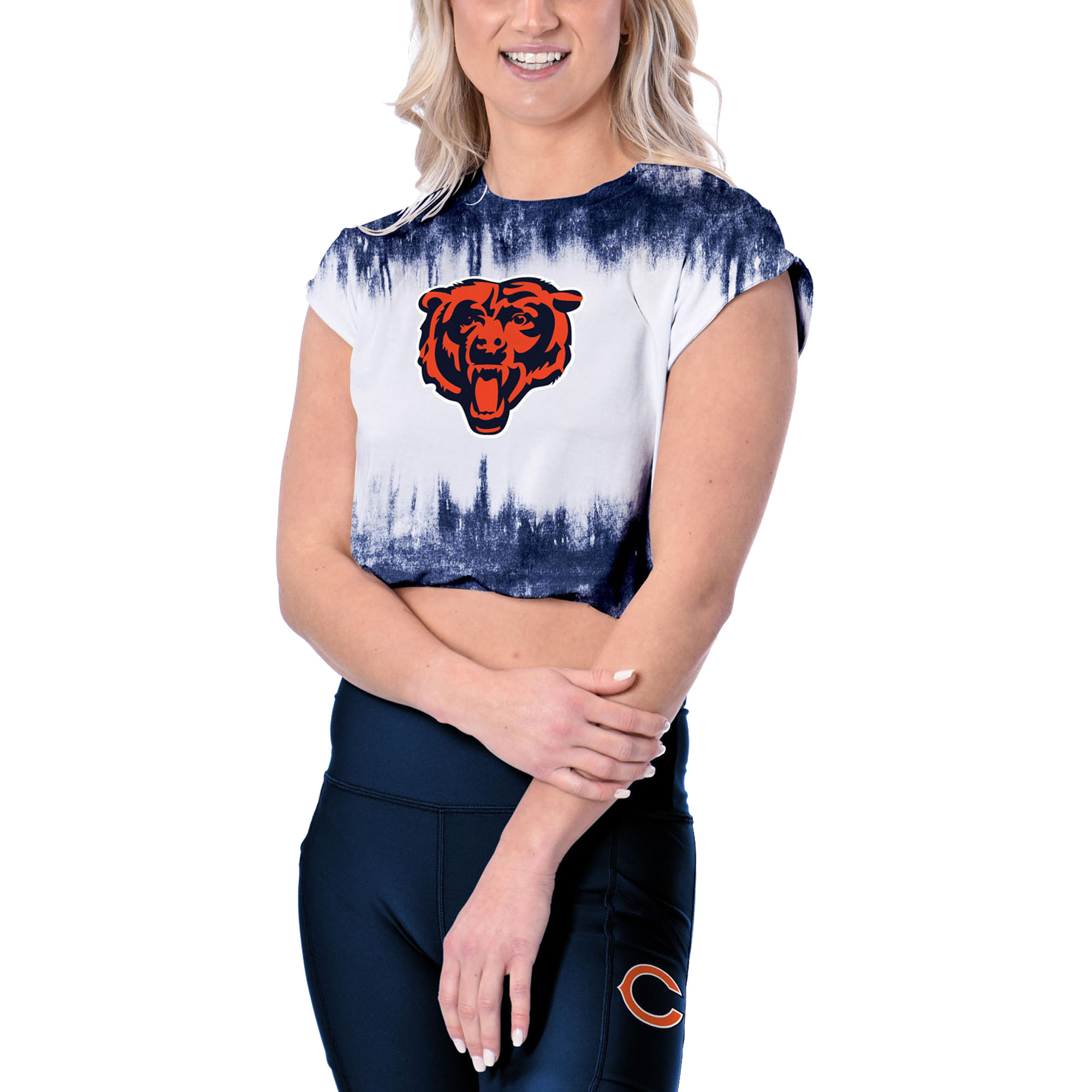 Women's Certo White Chicago Bears Cropped Framework T-Shirt - Image 4