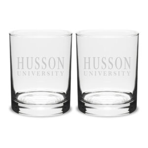 Husson University Eagles 14oz. Two-Piece Classic Double Old-Fashioned Glass Set