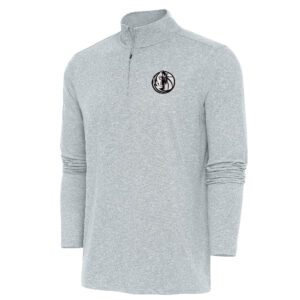 Men's Antigua Heather Gray Dallas Mavericks Hunk Quarter-Zip Top